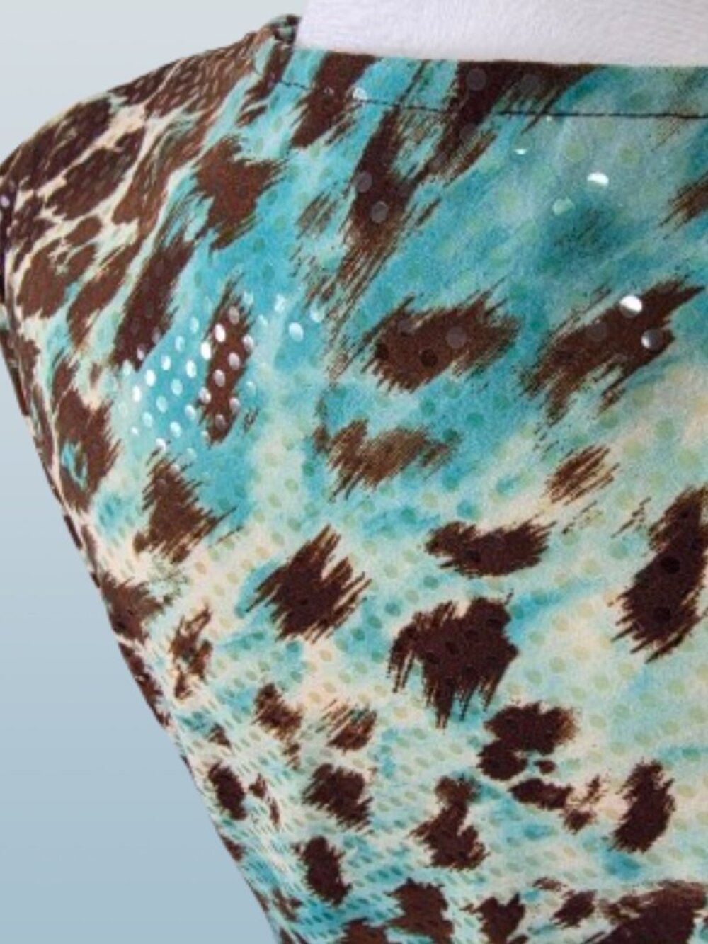 Joseph Ribkoff Aqua Leopard Print Paillette Zip Blazer Jacket | Size 12 - Picture 6 of 9